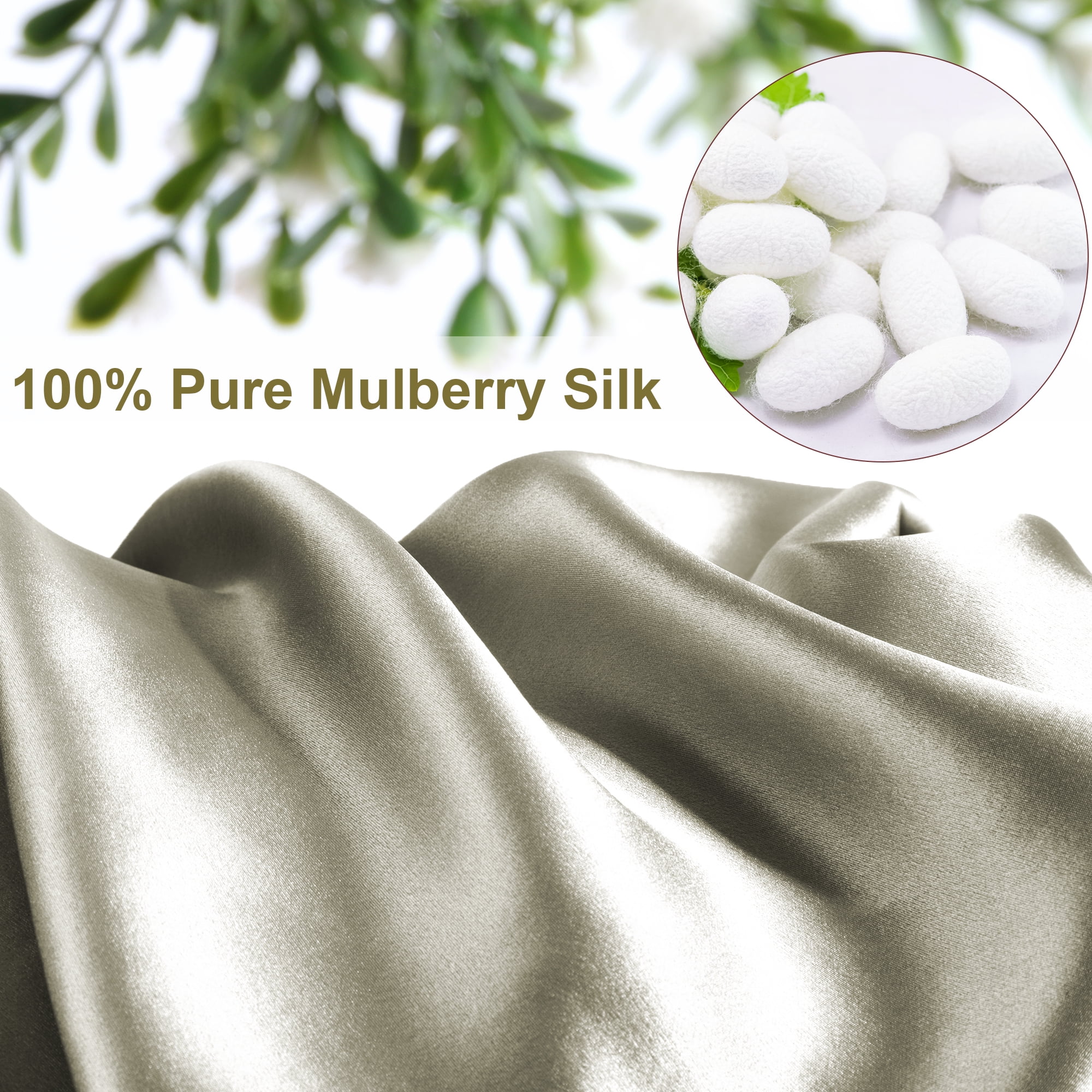Unique Bargains 19 Momme Silk Pillowcase with Zipper 1 Pc Light Brown 20" x 36"