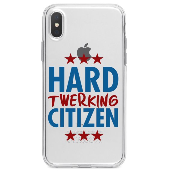 DistinctInk Clear Shockproof Hybrid Case for iPhone XS Max (6.5" Screen) - TPU Bumper Acrylic Back Tempered Glass Screen Protector - Hard Twerking Citizen
