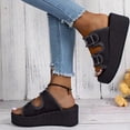 thumbnail image 4 of Women's Platform Slide Sandals Comfortable Thick Sole Wedge Slides Buckle Strap Casual Summer Sandals Fashion Beach Vacation Slippers Black 7.5(39), 4 of 6