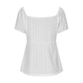 thumbnail image 6 of Eyelet Embroidery Blouse for Women Short Puff Sleeve Sweetheart Neck Tie Front Cinched Waist Peplum Style Slim Fit Elegant Summer Party Top, 6 of 9