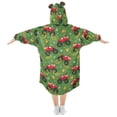 thumbnail image 2 of Dailycode Wearable Blanket Hoodie Oversized Sherpa Flannel Blankets with Pocket for 3-14 Year Old Truck Bell Snowflake Dot, 2 of 7