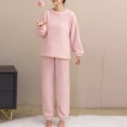 thumbnail image 2 of Annhoo 2 Piece Outfit for Women Long Sleeve Crewneck Fleece Fuzzy Soft Clothes Fall Winter Warm Sets, 2 of 5