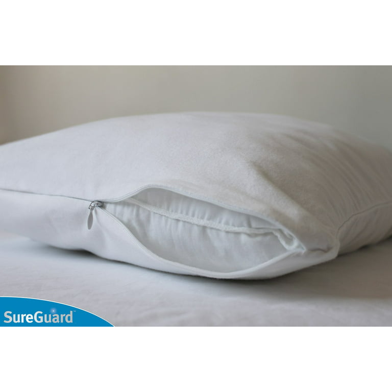 Set of 2 Euro Size SureGuard Pillow Protectors - 100% Waterproof, Bed Bug Proof, Hypoallergenic - Premium Zippered Cotton Covers - Smooth
