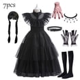 thumbnail image 1 of Disfraz de Halloween de Wednesdy Merlina Adams para niña, vestido de tul elegante para fiesta de Carnaval, traje gótico, Vestidos para niños, 1 of 4