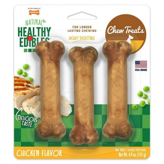 Nylabone Healthy Edibles Wholesome Dog Chews - Chicken Flavor, Regular - 4.5" Long (3 Pack)