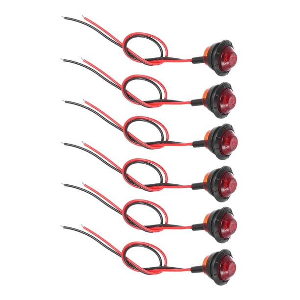 Luces de remolque LED para camiones Unique Bargains 24V, luces de marcador redondas de plástico impermeables rojas, 6 piezas