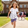 thumbnail image 3 of felwors Toddler Girls Summer Sleeveless Ruffle Top Elastic Shorts Set Kids Short Set 2-8 (Purple, 7-8 Years), 3 of 7