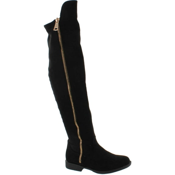 BAMBOO MONTEREY-05 Women's Stretch Back Side Zipper Low Heel Over The Knee Boots