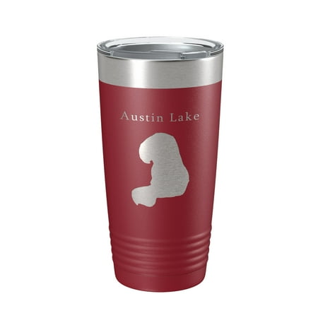 

Austin Lake Map Tumbler Travel Mug Insulated Laser Engraved Coffee Cup Michigan 20 oz Maroon