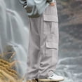 thumbnail image 5 of Bcfgryg Men's Casual Pants Outdoor Sports Trousers Elastic Waist Drawstring Lightweight Breathable Comfortable Loose Fit Work Pants For Hiking Jogging Travel Men’s Jogger Pants Gray L, 5 of 5
