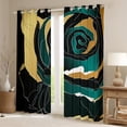 thumbnail image 2 of Gold Black Dark Green Curtains & Drapes Abstract Rose Floral Curtains, Aesthetic Artwork 30%-50% Blackout Curtains Modern Mid Century Living Room Curtains, Hippie Minimalism Window Curtains, 2 of 6