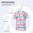 thumbnail image 4 of Balery Pink Striped Flamingo Baseball Jersey for Men Casual Button Down Shirts Short Sleeve Active Team Sports Uniform-Large, 4 of 9