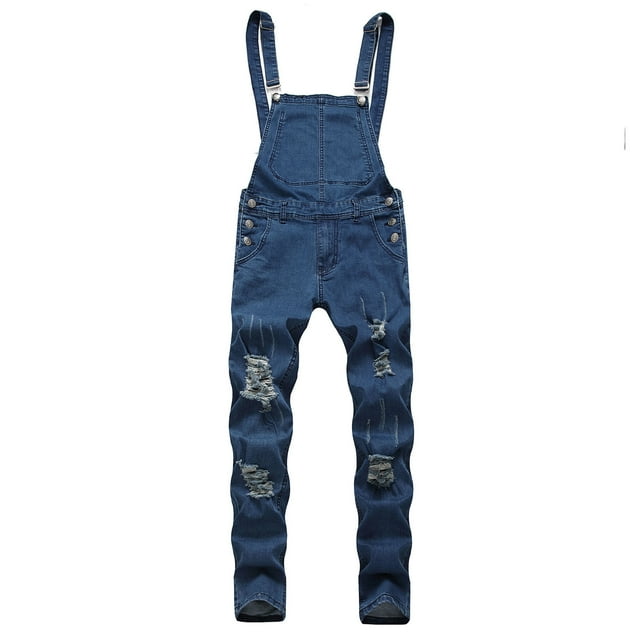 LSLJS Men's One-piece Ripped Suspenders Slim-fit Trousers Overalls Gifts for Men