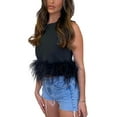 thumbnail image 2 of Douhoow Women Sleeveless Crop Top Feather Hemline Crop Top Summer Elegant Tank Top Solid Color Vest, 2 of 7