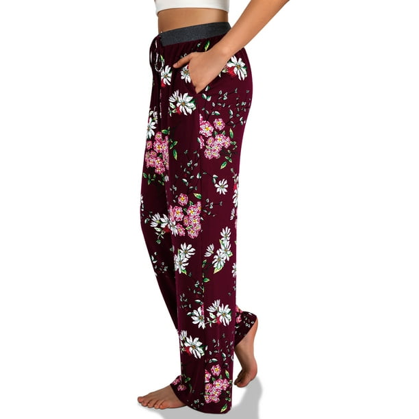 LETDIOSTO Women's Comfy Casual Pants Floral Print Stretch Wide Leg