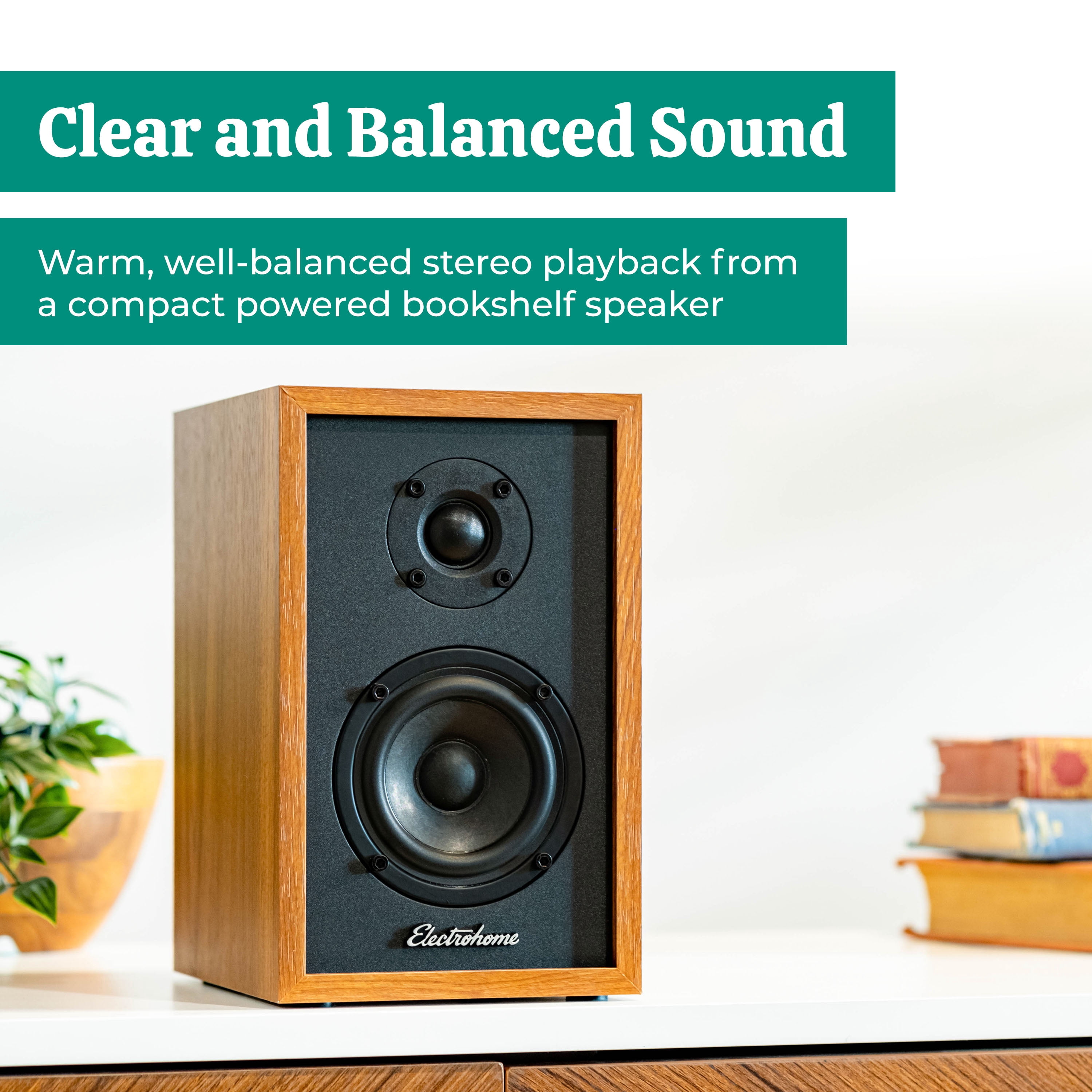 Electrohome Berkeley 2.0 Stereo Powered Bookshelf Speakers with Built-in Amplifier and 3" Drivers for Turntable, TV, PC and Wireless Music Streaming featuring Bluetooth 5, RCA and Aux (EB20)