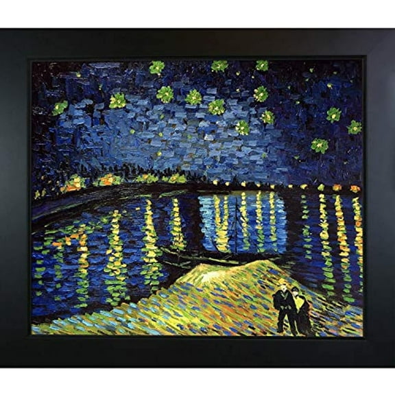 overstockArt VG516-FR-137B20X24 Vincent Van Gogh Starry Night Over The Rhone 20-Inch by 24-Inch Framed Oil on Canvas