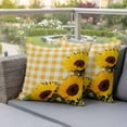 thumbnail image 2 of Outdoor Pillow Covers Watercolor Sunflowers Leaves on Retro Waterproof Pillow Cases 18x18 Set of 2, Yellow White Plaid Throw Pillow Cover Pillowcase for Patio Balcony Couch Garden, 2 of 9