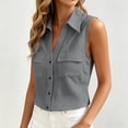 thumbnail image 4 of Yievot Womens Button Down Sleeveless Shirt with Pockets Collared Casual Summer Office Workwear Tops, 4 of 8