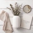 thumbnail image 3 of REGALWOVEN Modern Ceramic Flower Vase Matte Ribbed Vase, Small Decorative Vase for Desktop & Bathroom, Minimalist Centerpiece Bright White 3.5" x 3.5" x 5.9", 3 of 5