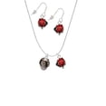 thumbnail image 2 of Delight Jewelry Silvertone Chinese Pattern on Black Spinners Red Lucky Ladybug Necklace and Dangle Earrings Set, 2 of 6
