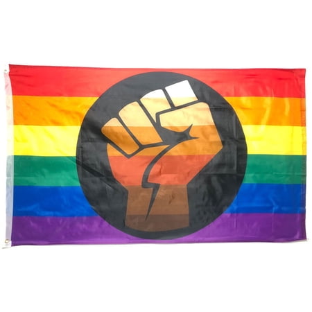 BLM Fist Rainbow Pride Flag - 3x5' Poly Flag BLM Fist Pride Flag 3x5', Inclusive Pride Flag, Progress Pride Flag, Gay Pride Flag, pride flag LGBT Pride Flag, lgbtq Black Lives Matter