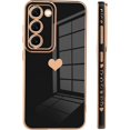 thumbnail image 4 of Samsung Galaxy S23 Plus 5G Case Love Heart 6D Plating Electroplate Luxury Elegant Case Camera Protector Soft TPU Shockproof Protective Corner Back Cover -Black, 4 of 5