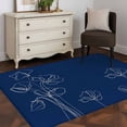 thumbnail image 3 of Area Rug for Living Room, Navy Blue Flowers Non-Slip Indoor Large Carpet for Bedroom/Dining Room, Rustic Abstract Floral Simple Art Washable Low-Profile Rectangle Floor Mat Runner Rugs - 2.7 x 5 Ft, 3 of 8