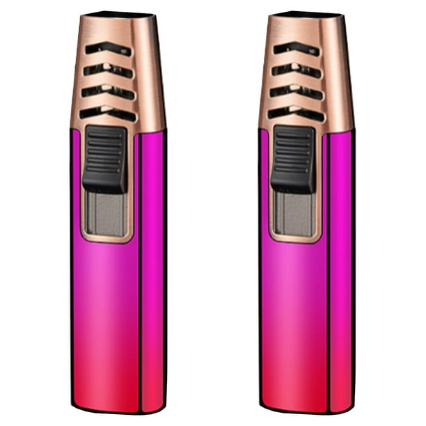 Encendedor Compacto Fogatas ColorTorchPink 2 Pzas Rosa/Rojo Recargable Metal Gas Butano.