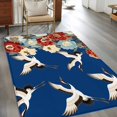 thumbnail image 2 of Japanese Style Area Rugs 4'x6', Washable Small Throw Rugs for Office Bathroom, Blue Rustic Botanical Blossom Peony Birds Indoor Outdoor Rug Non-Slip Low Pile Carpet Runner Reversible Floor Mats, 2 of 8