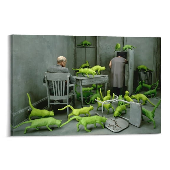 Radioactive Cats by Sandy Skoglund Painting Art Poster Wall Art Poster Scroll Canvas Painting Picture Living Room Decor Home 08x12inch(20x30cm)