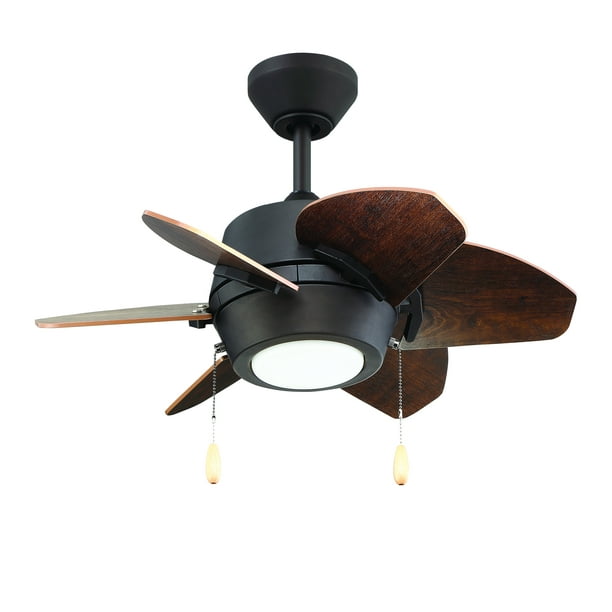 Oil Rubbed Bronze Dual Mount 6 Blade Ceiling Fan 24 Led Light Kit With Cherry Or Driftwood Blades Com - Double Ceiling Fan Light Fixture