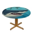 thumbnail image 3 of Round Fitted Table Cloth Sea Whale Shark Elastic Tablecloth for Round Tables, Ocean Dolphin Waterproof, 3 of 8