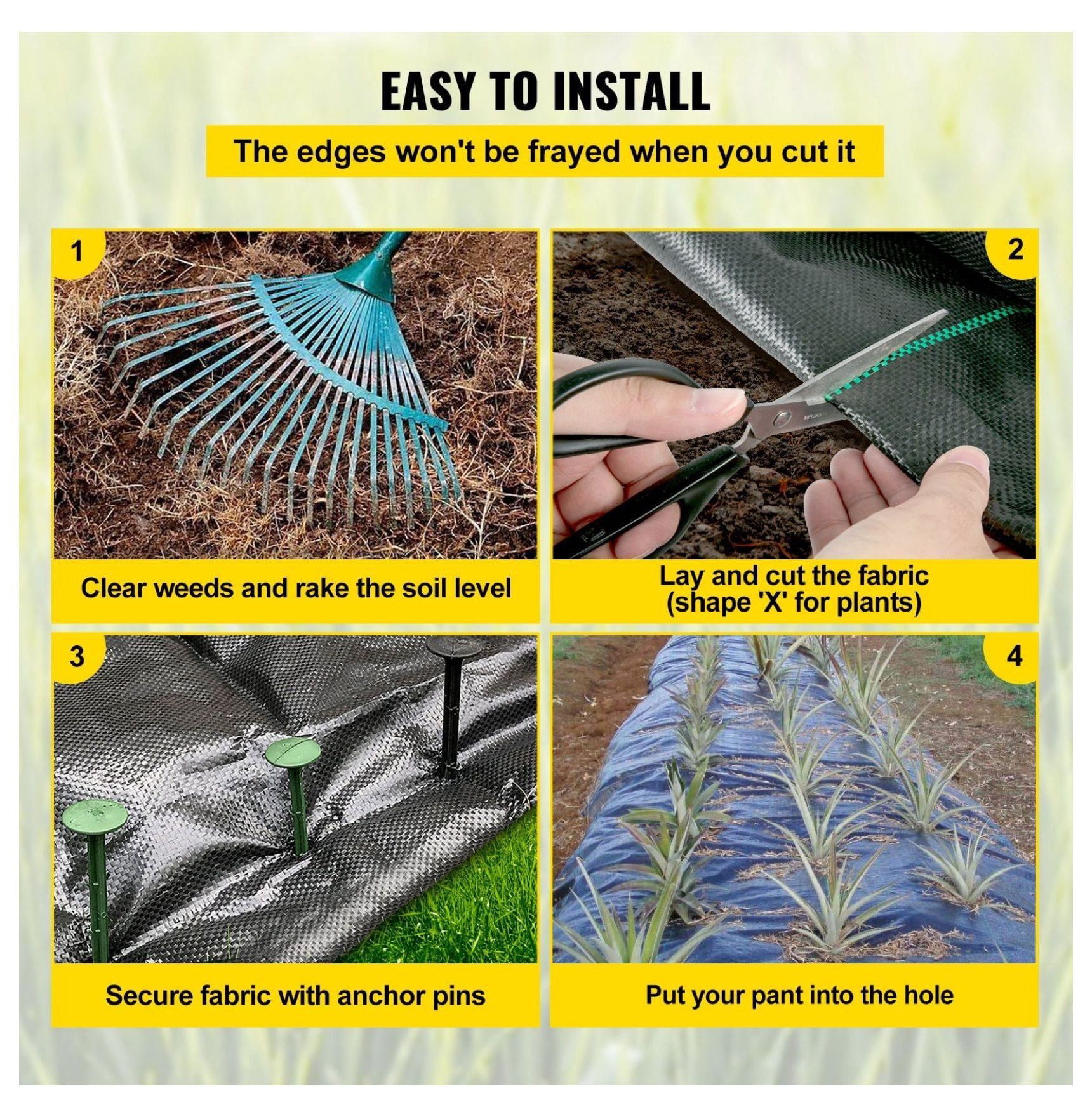 Weed Barrier Fabric 3ft x 300ft, Landscape Fabric Heavy Duty 5.8oz, Garden Weed Control Geotextile, Black Ground Cover Mat for Patio, Driveway