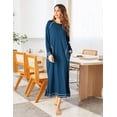 thumbnail image 2 of Ekouaer Women Nightgowns Long Casual Nightdress Long Sleeve Sleepwear with Pocket, 2 of 6