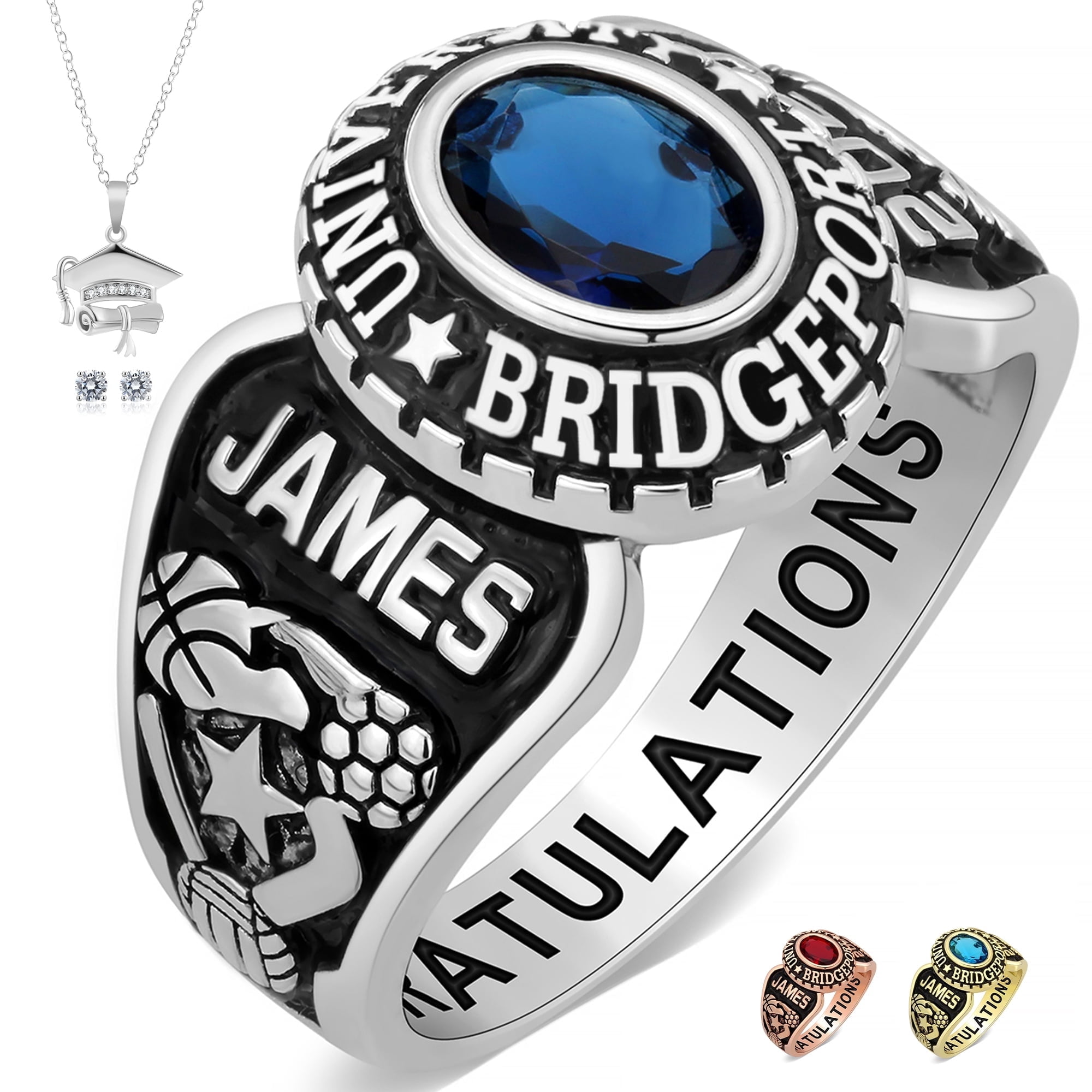 Ccjcinata Fully Personalized Customized class rings Women's High School and College Class Ring – Classic Collection