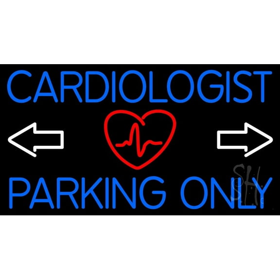 Cardiologist Parking Only LED Neon Sign 13 x 24 - inches, Black Square Cut Acrylic Backing, with Dimmer - Bright and Premium built indoor LED Neon Sign for Defence Force.