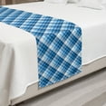 thumbnail image 2 of Navy Plaid Bed Runner, Abstract Diagonal Lines Overlapped Squares Illustration, Decorative Accent Bedding Scarf for Hotels Homes and Guestrooms, Queen, Sky Blue Sky Blue, by Ambesonne, 2 of 2