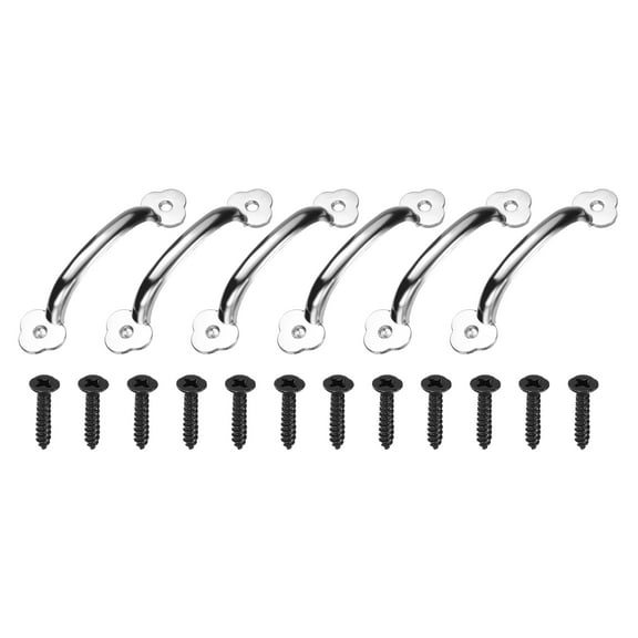 Uxcell 6 Pack Drawer Pulls, 4"(102mm) Length Door Handles, Zinc Alloy Furniture Hardware Handles for Bathroom Dresser, Kitchen, Cupboard and Wardrobe, Silver