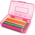 thumbnail image 7 of Djiypn Pencil Box, Clear Pencil Case, Large Capacity Plastic Hard Pencils Case Crayon Box with Snap-Tight Lid Stackable Pens Pencils Storage Office Supplies, 2Pack,Pink, 7 of 7