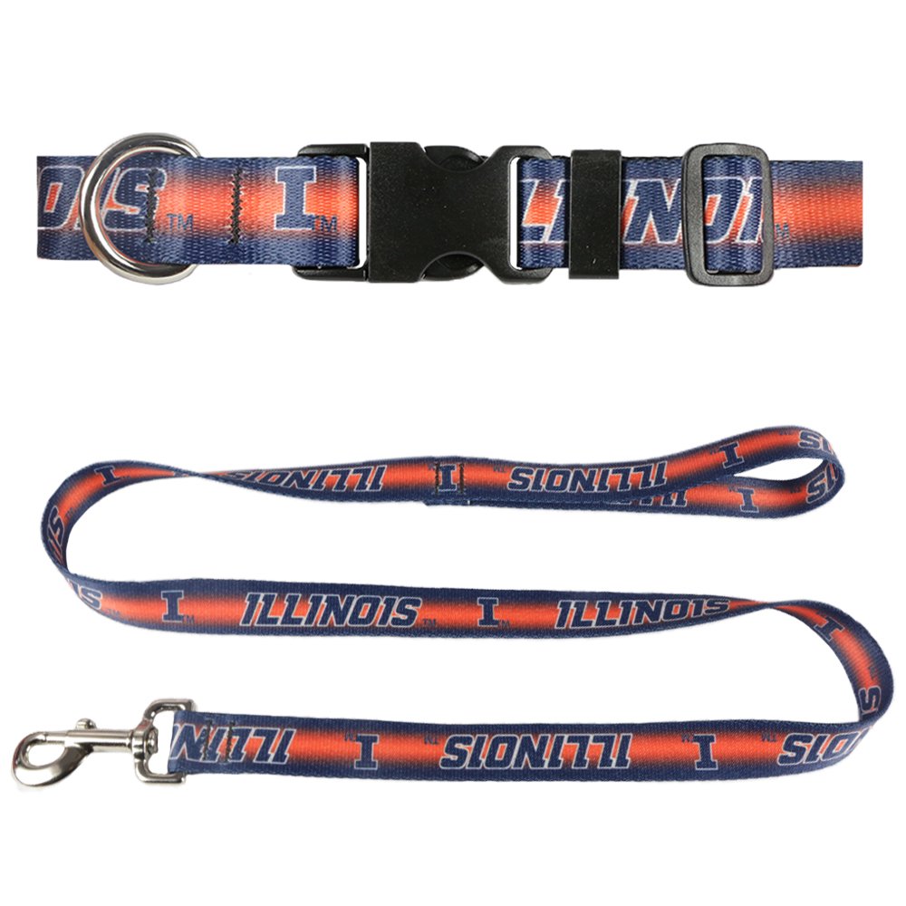 University of Illinois Dog Collar and Leash Set Matching Dog Collars