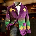 thumbnail image 3 of oqasdz Carnival Blazer for Men Print Corduroy Jacket Style for Celebration Classic Fit Stretch Dress Coat Party Evening Wedding Prom, 3 of 3