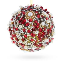 Red & Gold Beaded Glass Christmas Ornament