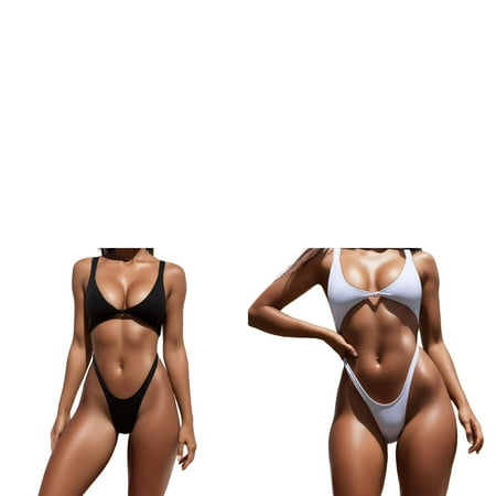 Wijhcboe 2 Pack Women Shiny Bikini Up Padded Swimwear Blue High Waisted Swimsuit Monokini Push Bathing Two Piece Swimsuits Swimwears Tankinis High Waist Thong Swimsuit Sexy Mini Bikini
