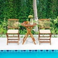 thumbnail image 6 of AEGFKD 3Pcs Patio Bistro Set, Wood Folding Table Set, 2 Cushioned Chairs for Garden Yard, Outdoor Furniture Round Table (Natural & Beige), 6 of 9