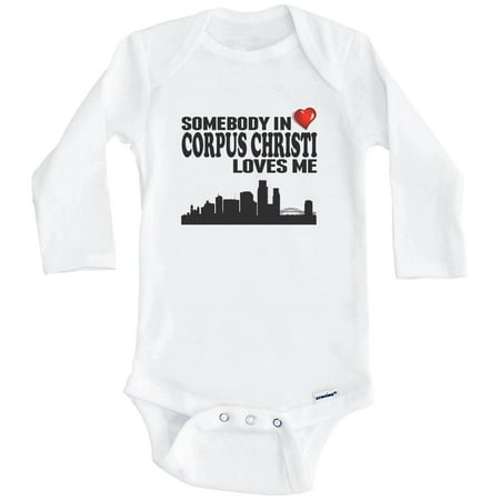 

Somebody In Corpus Christi Loves Me One Piece Baby Bodysuit (Long Sleeve) 6-9 Months White