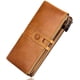 thumbnail image 1 of Vintage women's leather wallet large, RFID protection women's wallet large with 13 card slots with cell phone compartment, large brown, 1 of 5