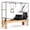 Black-89in, variant on Esheno Aluminum Pilates Reformer 350 lbs Capacity Foldable 4 Wheel Design 6 Level Adjustable Resistance PU Leather for Home Gym Studio