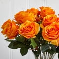 thumbnail image 3 of Nearly Natural Orange Blooming Roses with Vase Artificial Flower Arrangement, 3 of 4