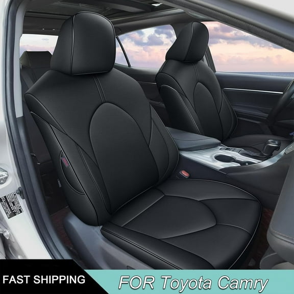 IKABEVEM Car Seat Cover for Toyota Camry (Hybrid XLE Hybrid XSE) 2018-2024 Full Set Camry Seat Protector Leather Black